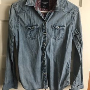 Light Blue Denim Snap Button Up AE